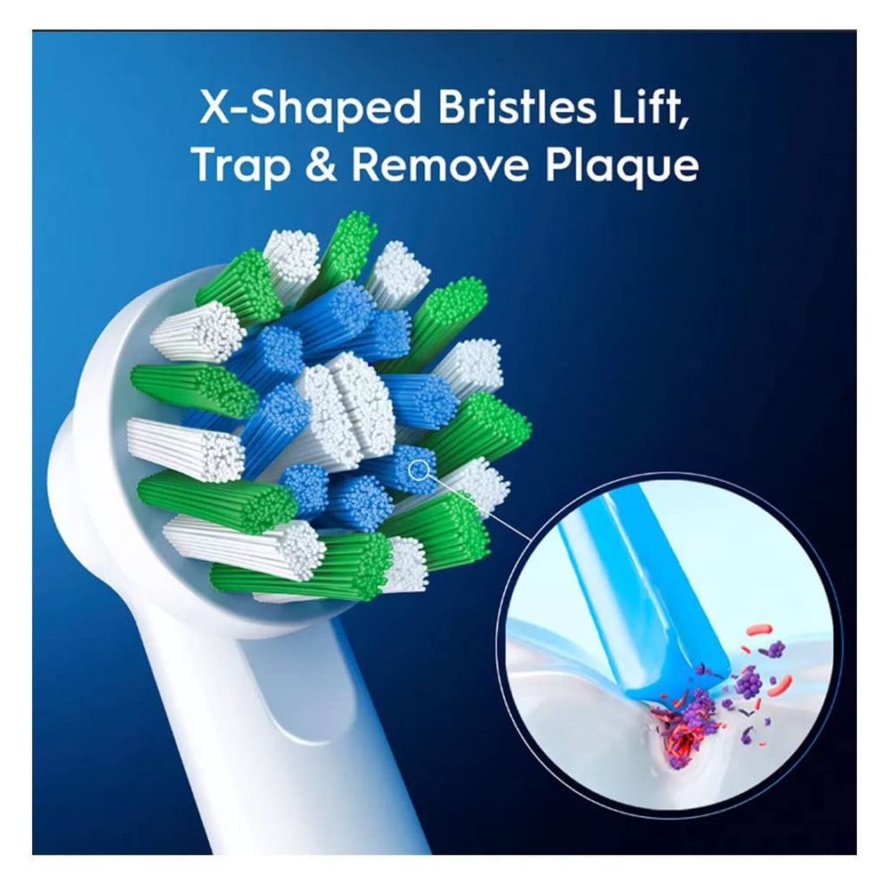Brushing action showing bristles sweeping plaque between teeth