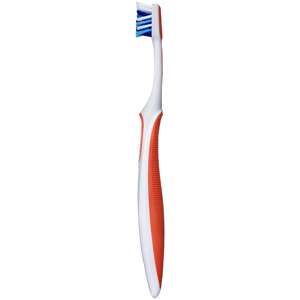 Product shot showing two packs of three Oral-B Cross Action toothbrushes