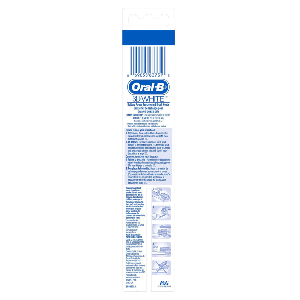 Two replacement heads for Oral-B power toothbrush in packaging