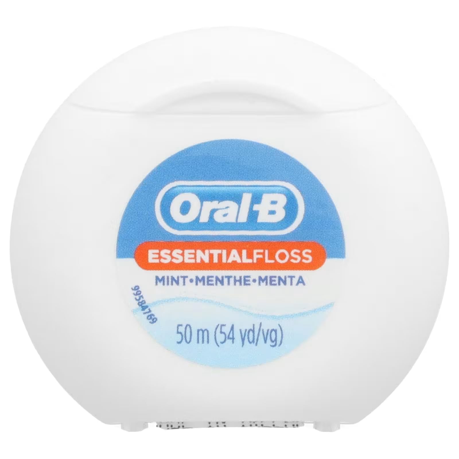 Waxed dental floss being pulled to show shred-resistant coating