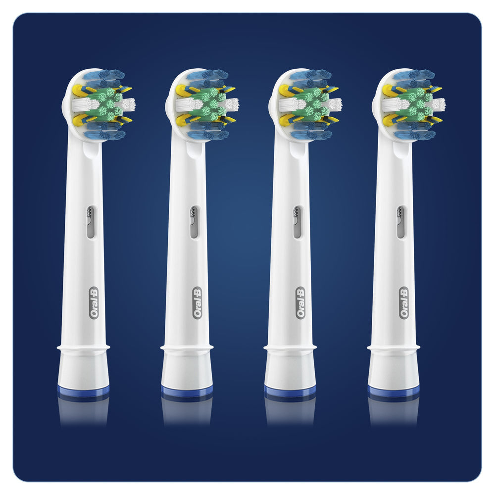 Set of 4 Oral-B Floss Action replacement heads with '4 x Toothbrush heads' label