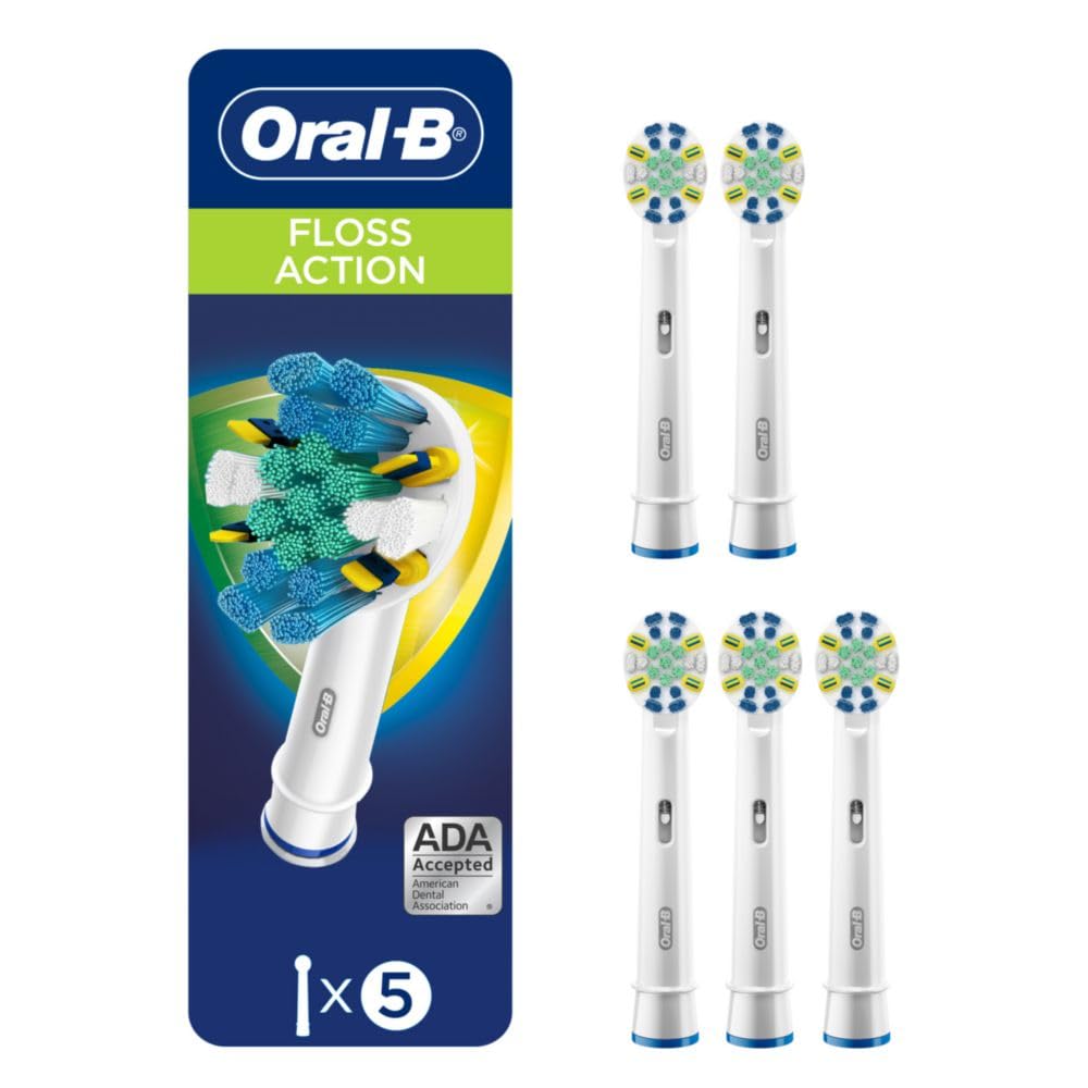 Oral-B FlossAction replacement brush heads box front (5 pack)