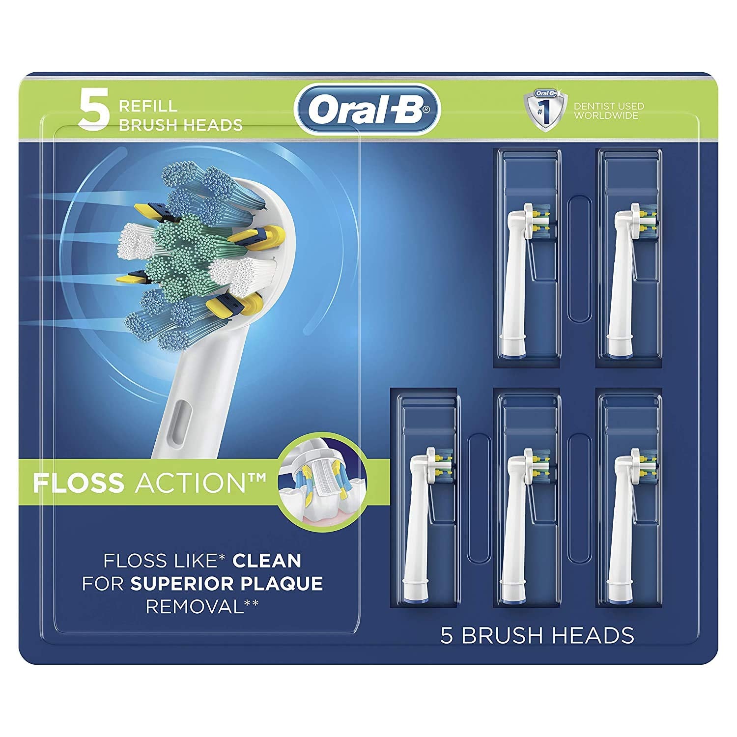 Set of 5 replacement brush heads displayed together