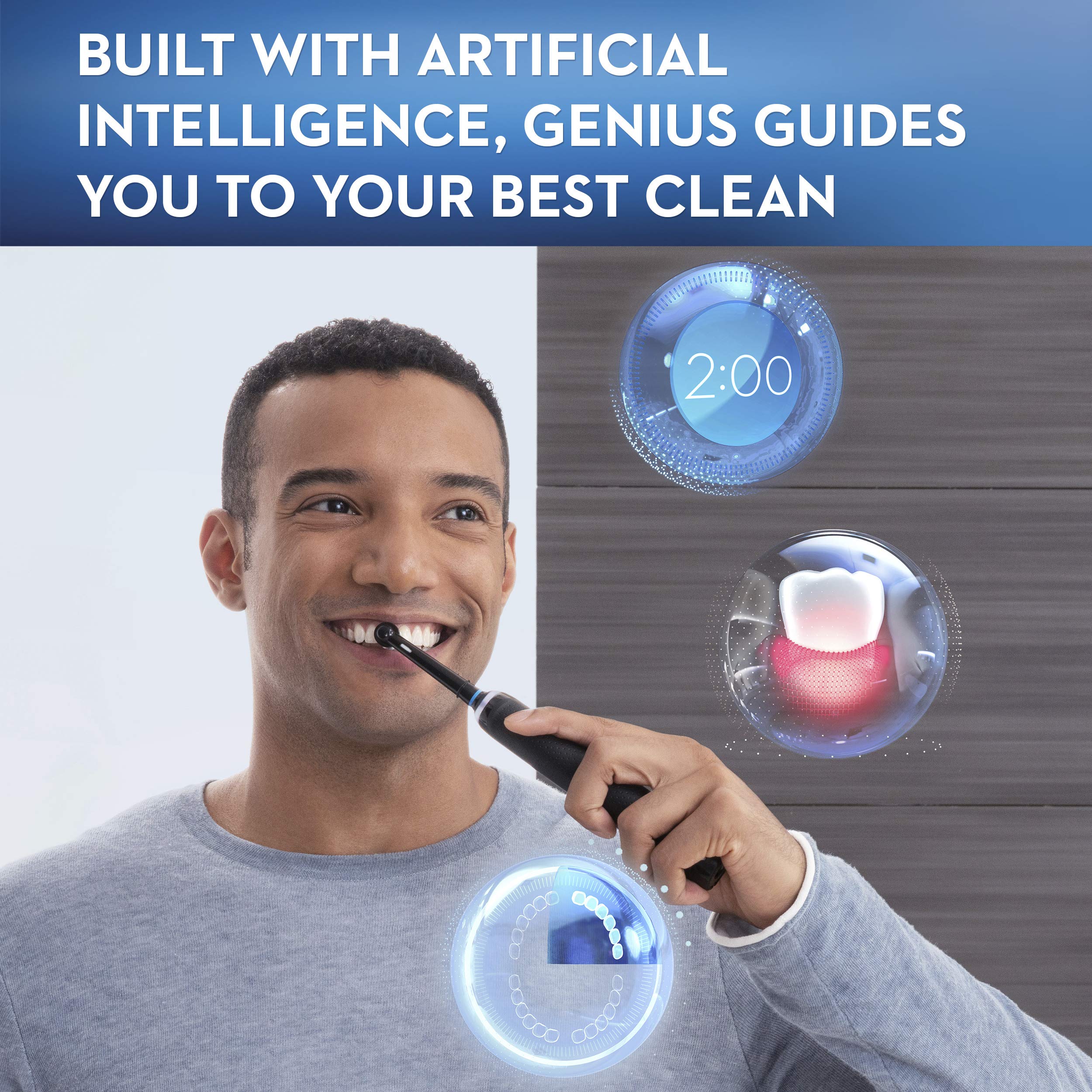 Close-up of replacement brush head for Oral-B GENIUS X 10000 black