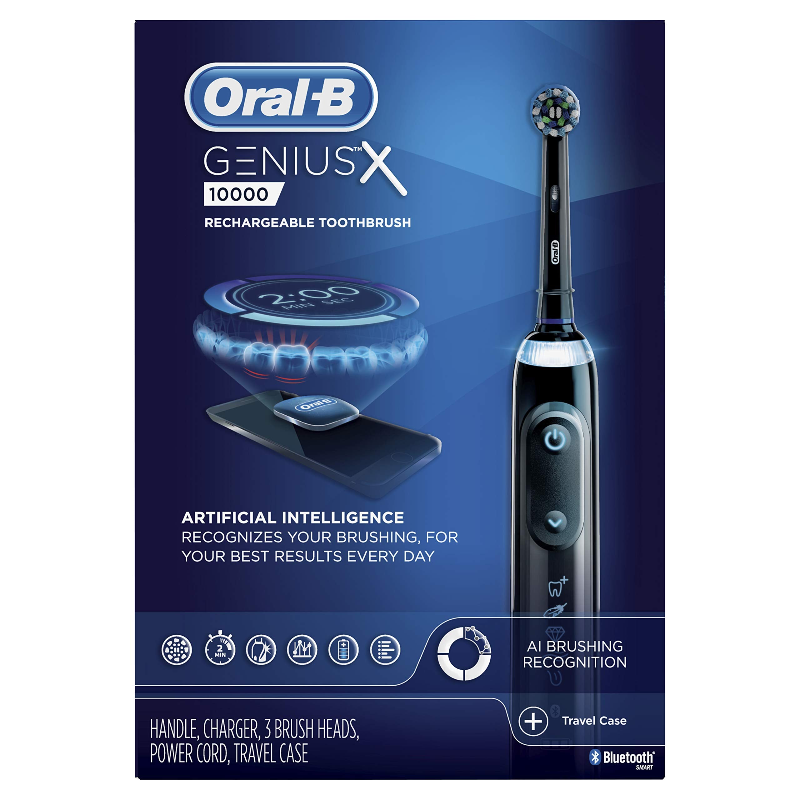 Oral-B GENIUS X 10000 black toothbrush with 3 replacement heads