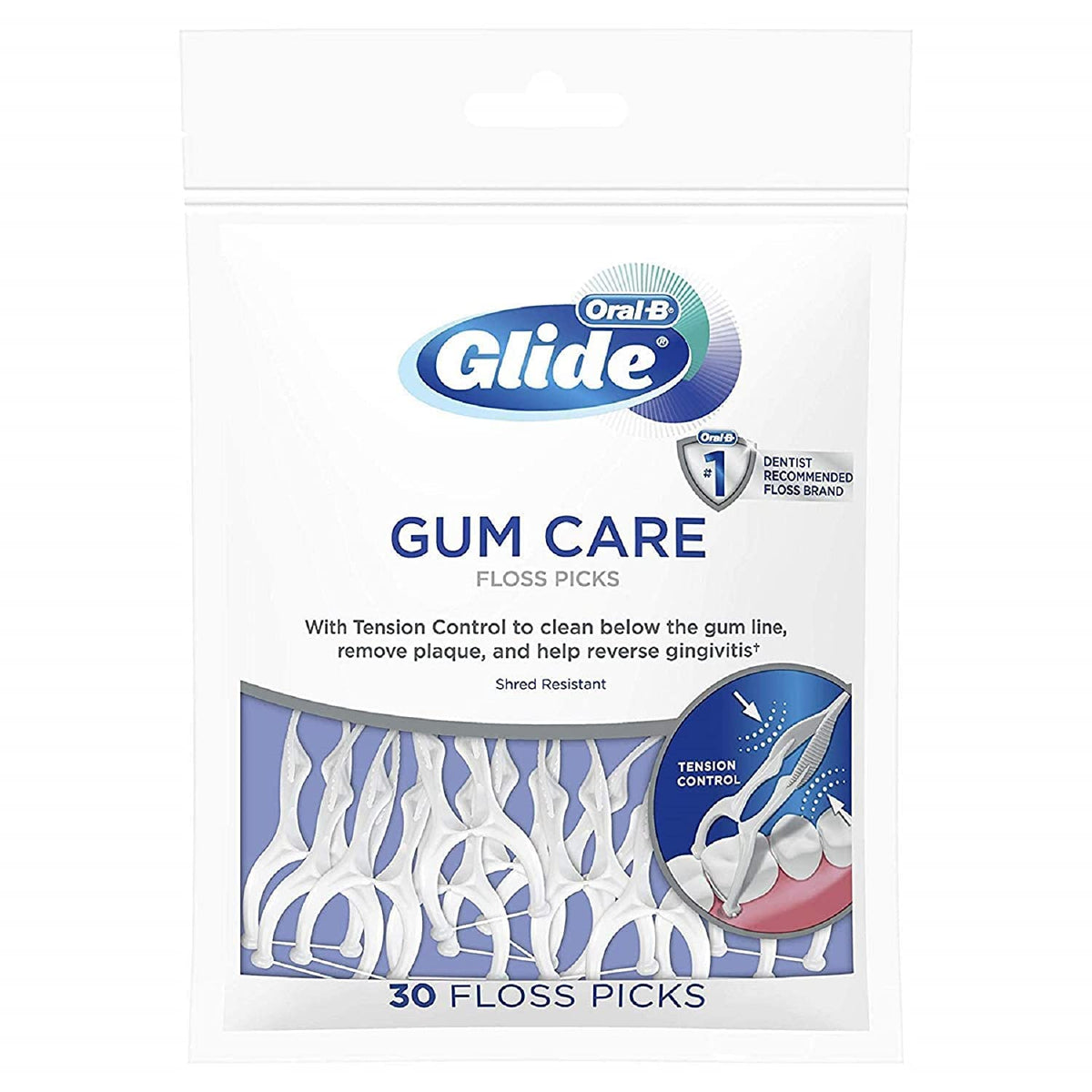 Front view of Oral-B Glide Floss Picks package