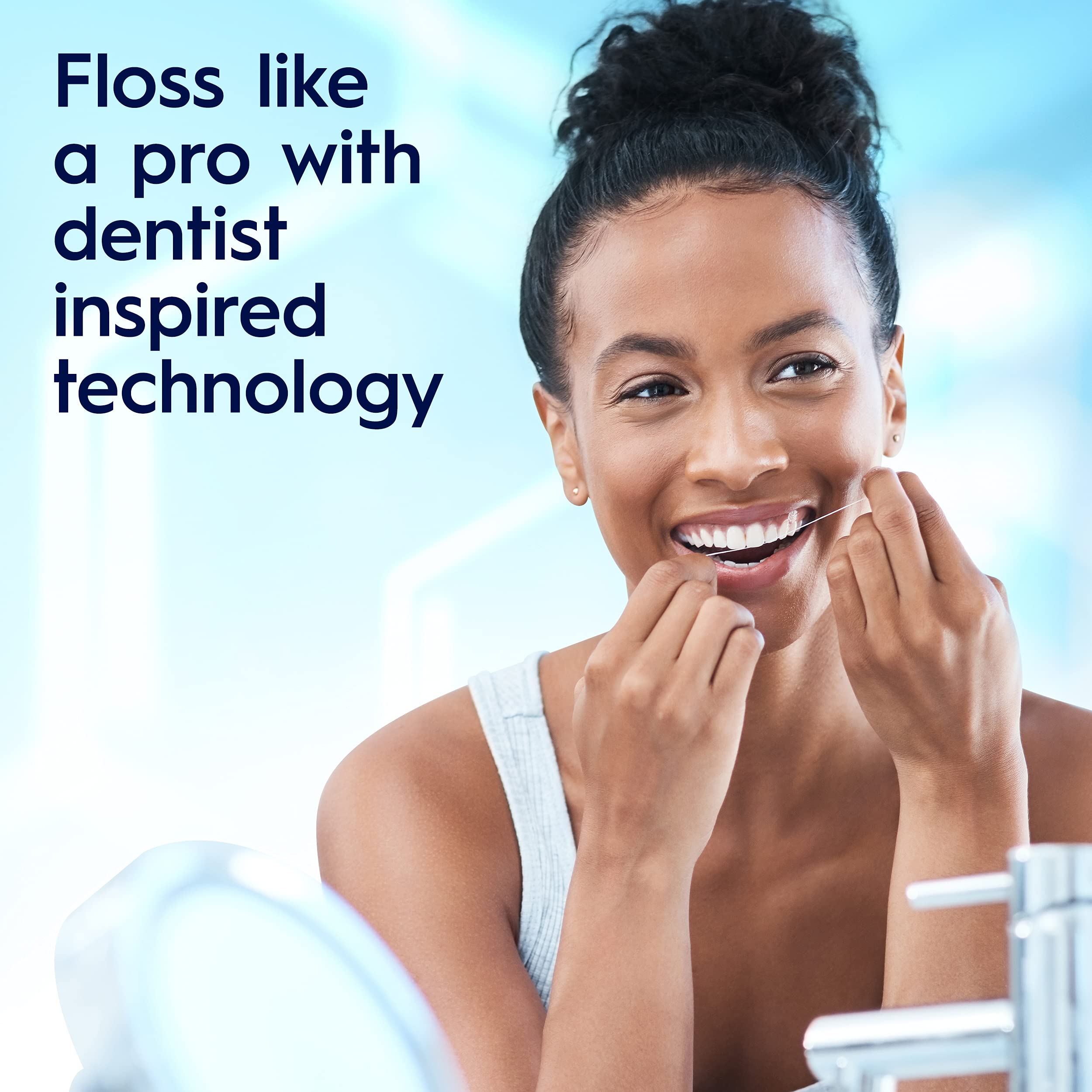 Glide PRO floss sliding easily in tight spaces between teeth