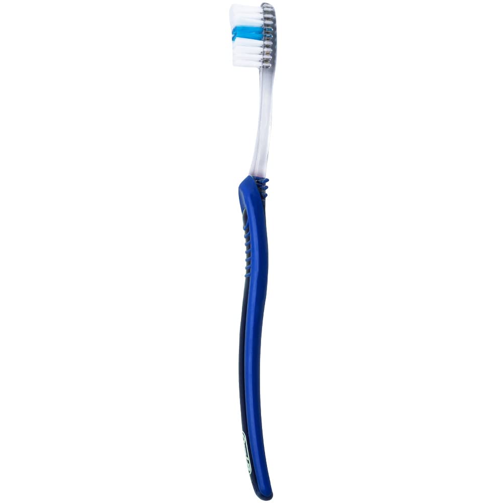 Blue fading indicator bristles on Oral-B toothbrush