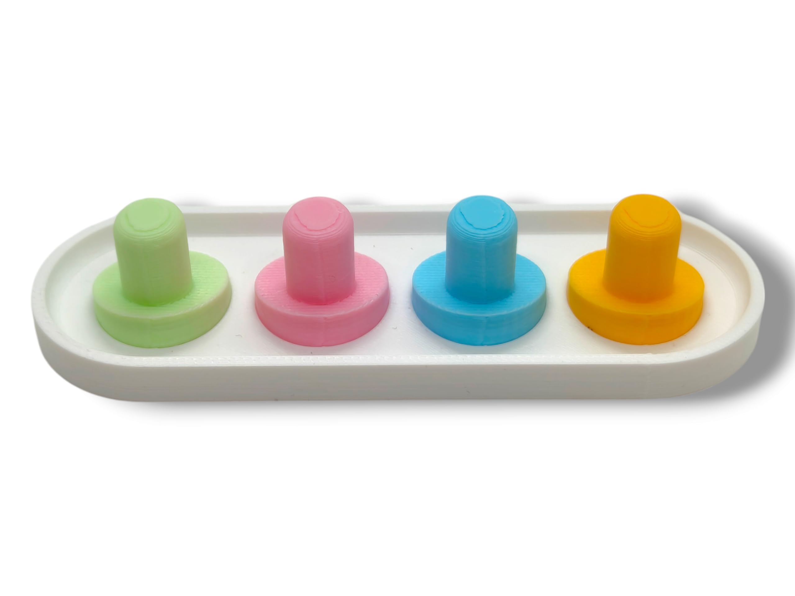 Pastel pink Oral-B iO toothbrush head holder with color-coded pegs