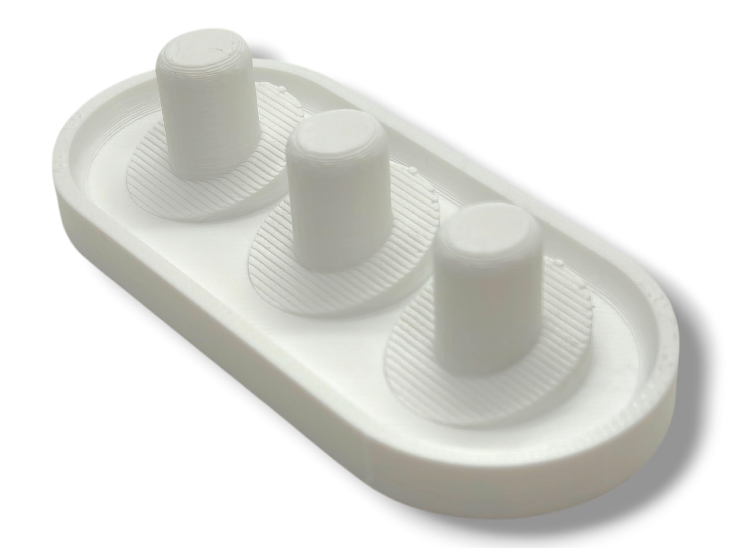 Holder showing 2-6 head capacity (3-head variant) in white