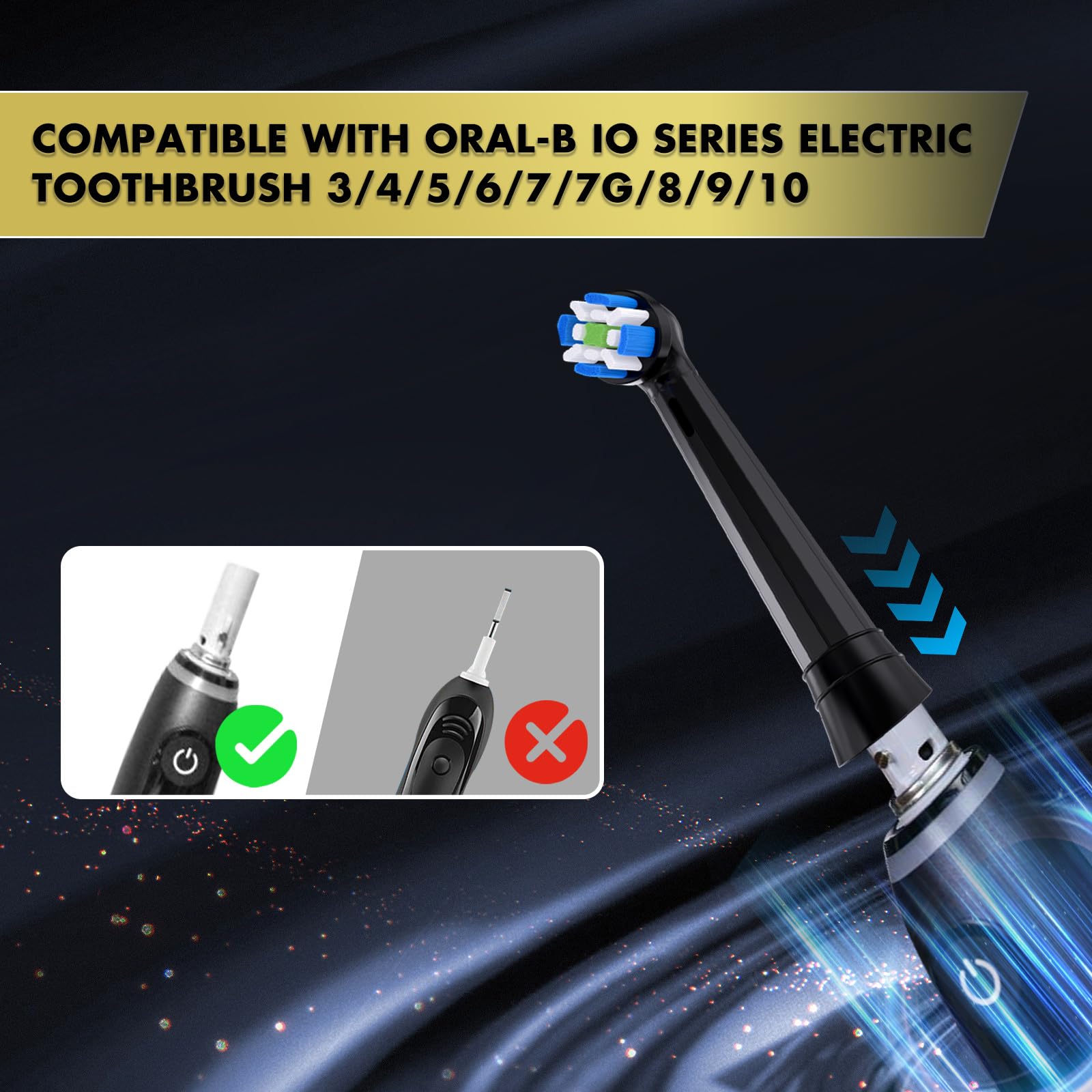 CrissCross bristles and rotating powerhead design on iO replacement heads