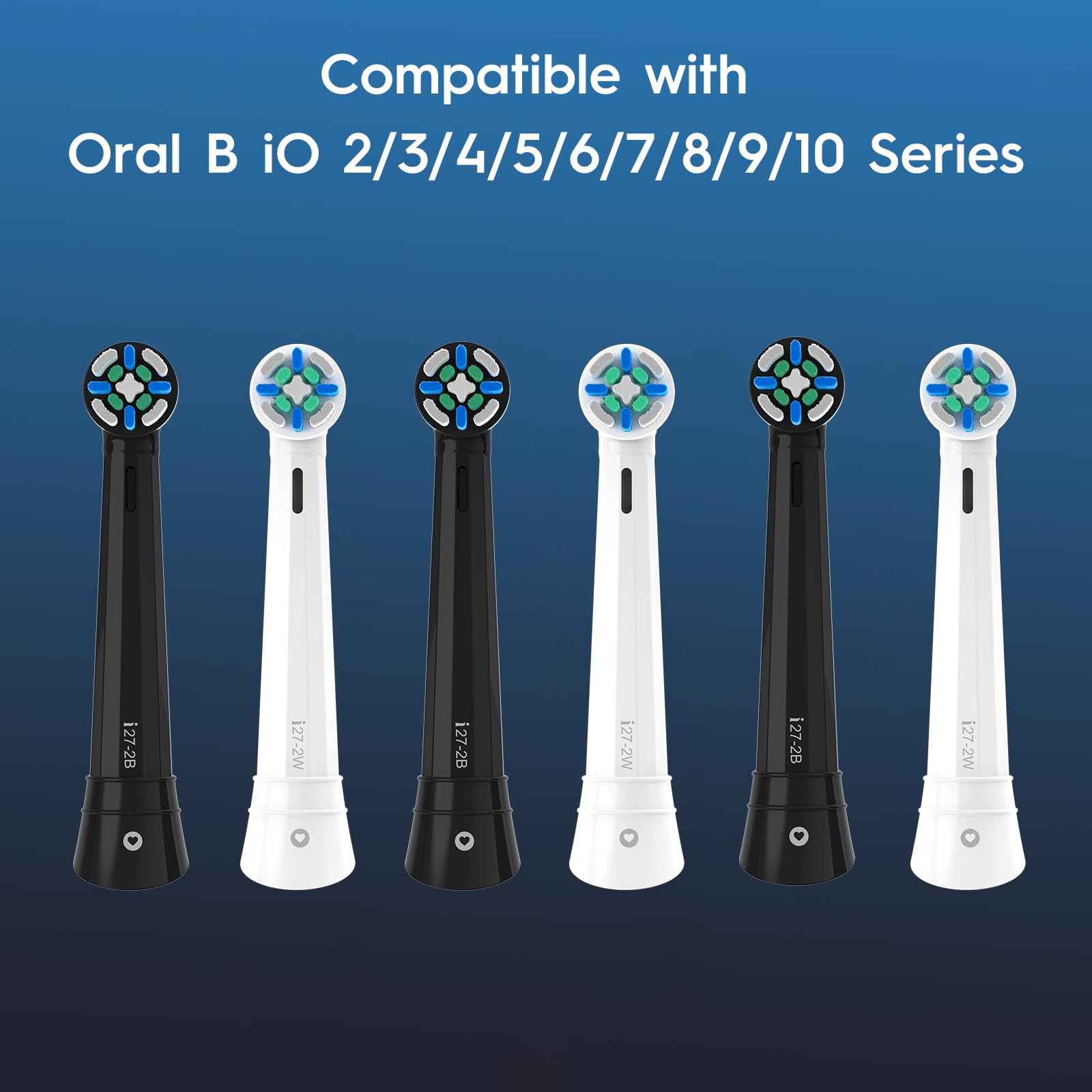 Close-up of Oral-B IO replacement heads in black