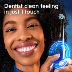 Close-up of Gentle Care brush head attached to iO Series 2 Night Black