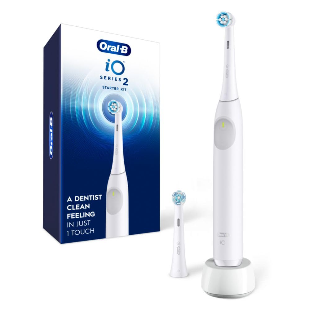 Front view of Oral-B iO Series 2 Starter Kit in Pure White