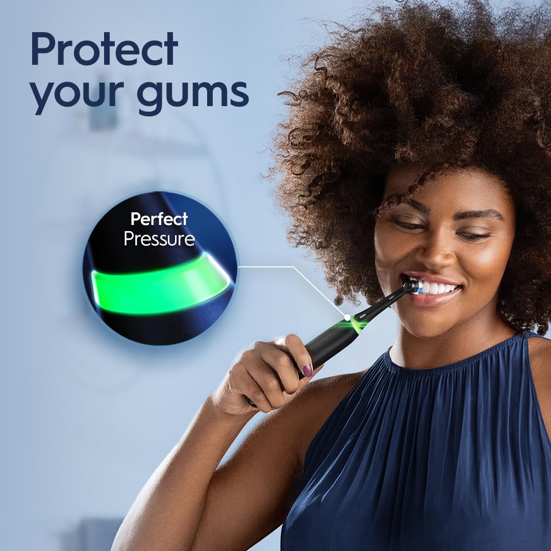 Close-up of Oral-B iO Series 4 brush head in white