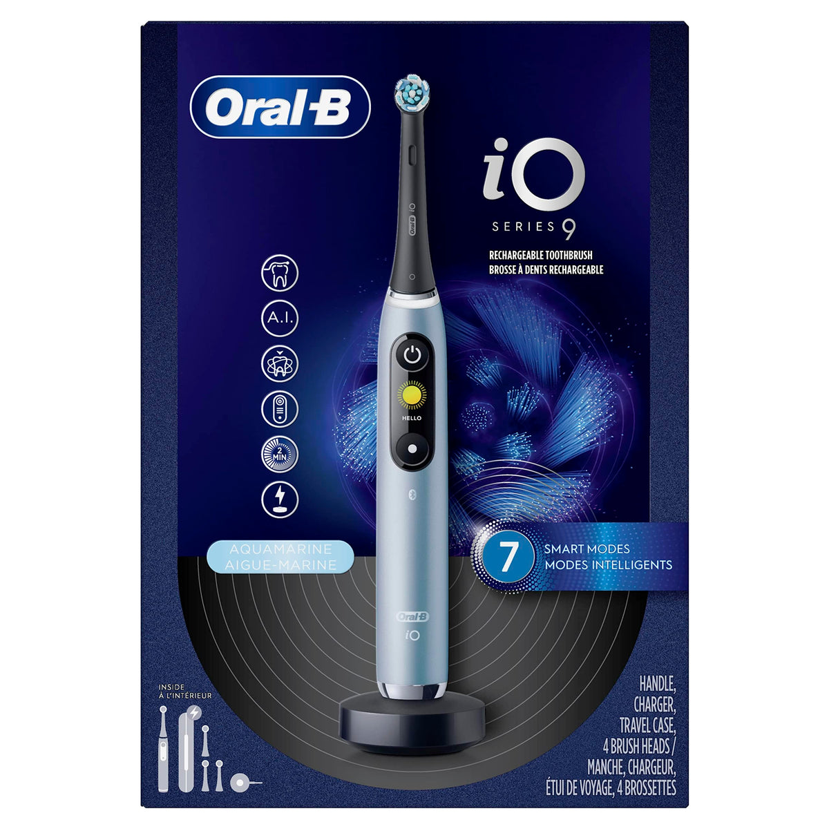 Oral-B iO Series 9 toothbrush in Aqua Alabaster
