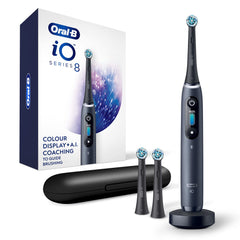 Front view of Oral-B iO Series 8 Electric Toothbrush in Black Onyx