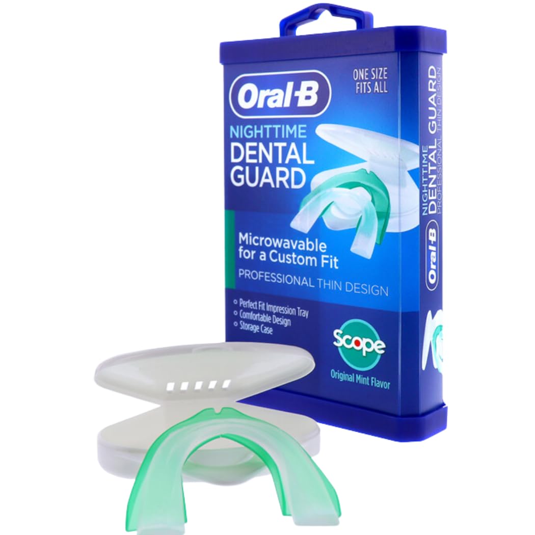 Front view of Oral-B Nighttime Mouth Guard in mint flavor