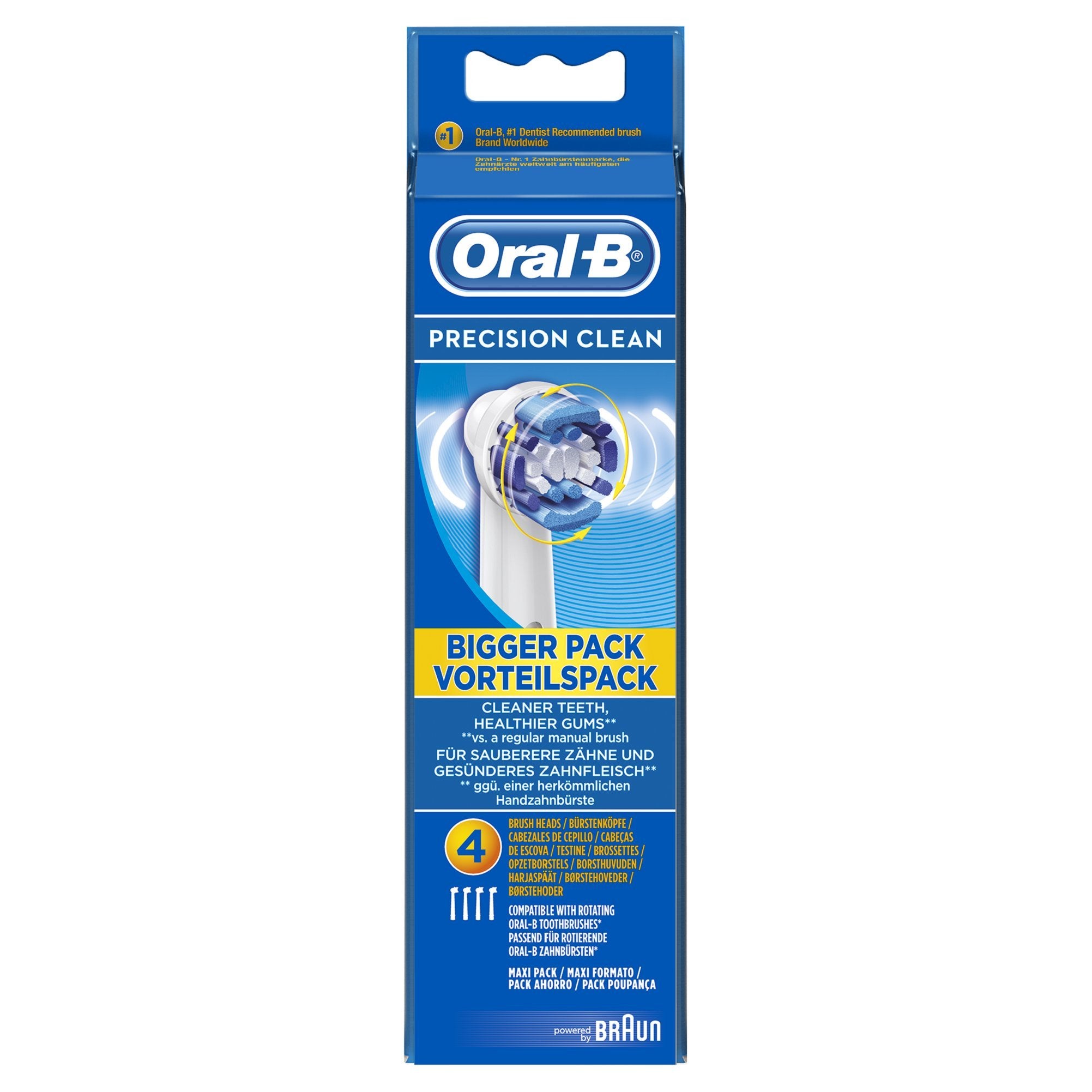Packaging of Oral-B Precision Clean replacement heads 4-pack