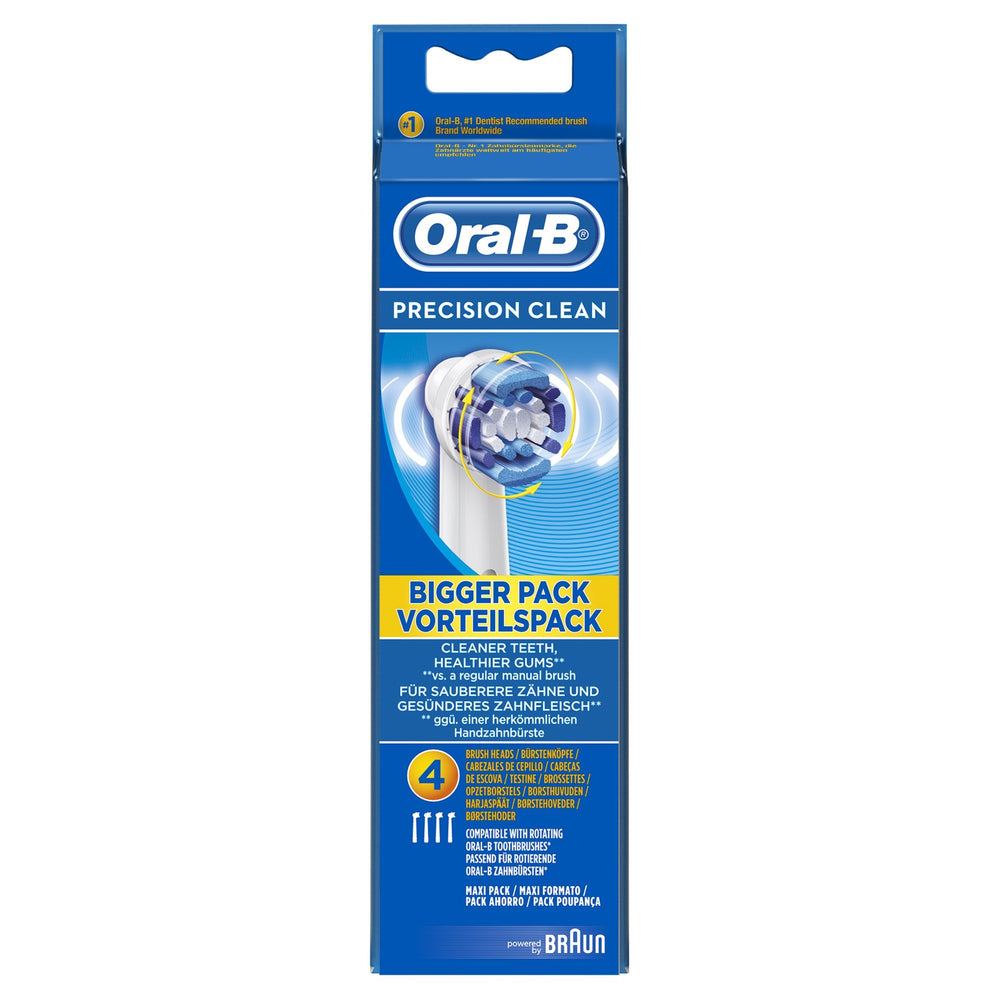 Packaging of Oral-B Precision Clean replacement heads 4-pack
