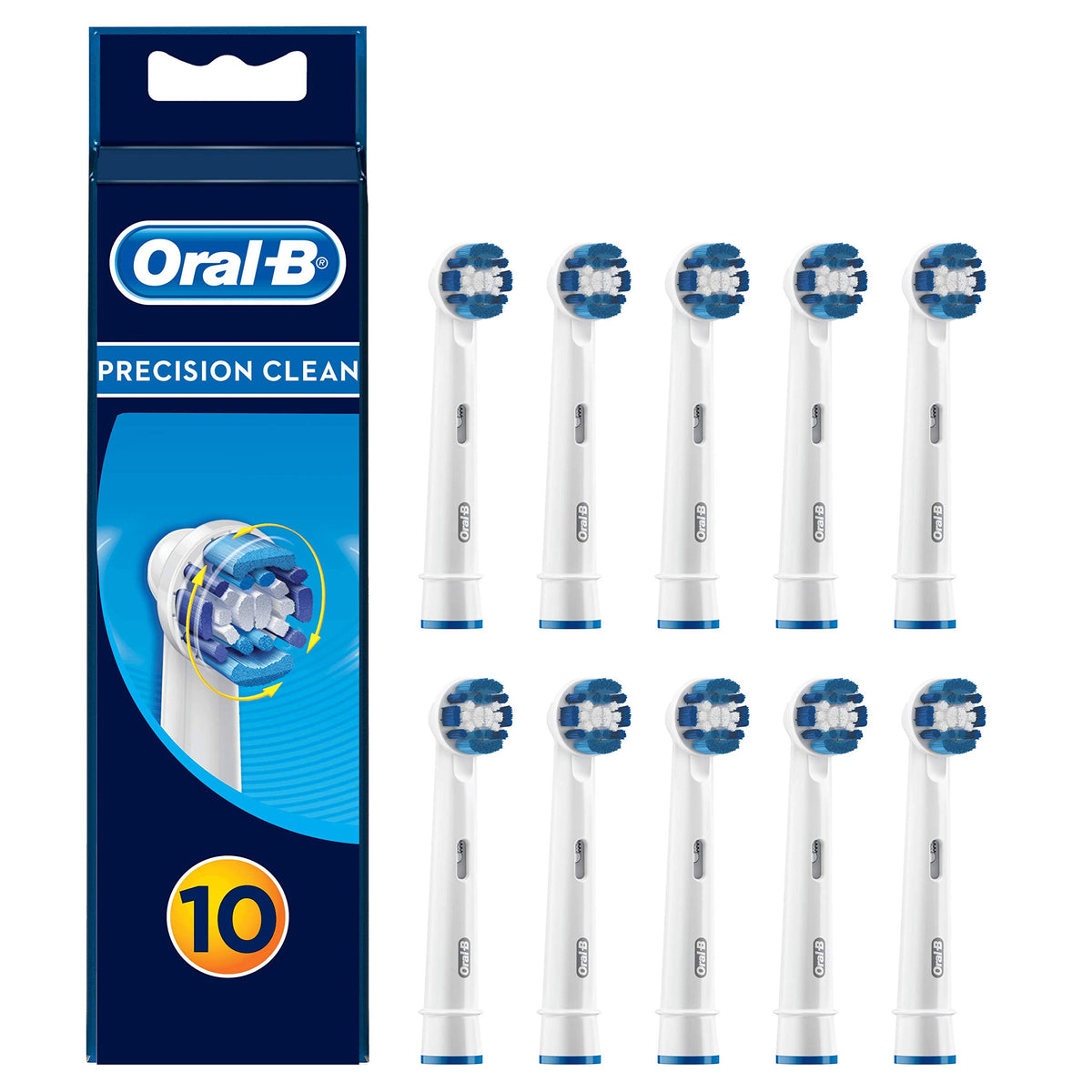 Oral-B Precision Clean Brush Heads 8+2 pack front view - white