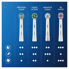 8 Oral-B Precision Clean brush heads arranged for display