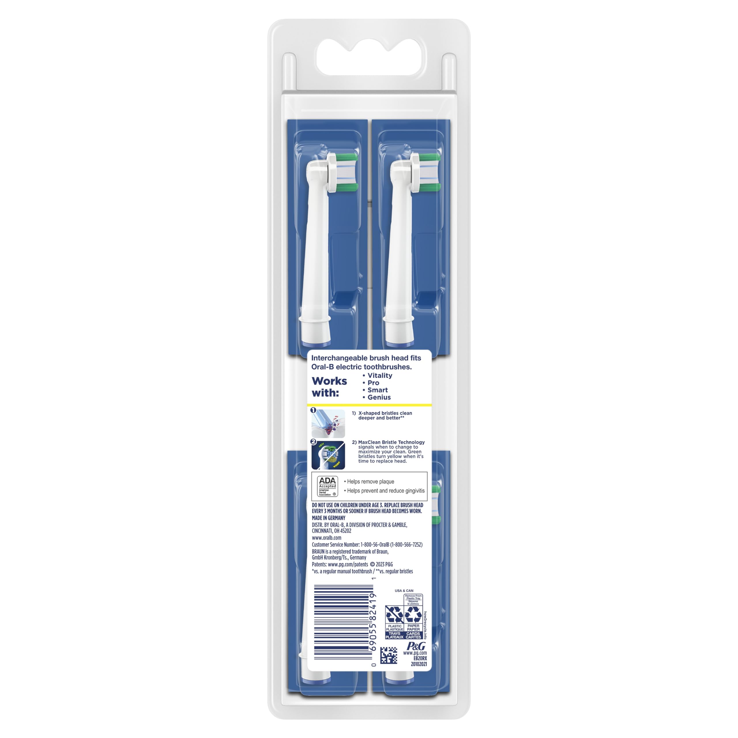 Arrangement of six Oral-B Precision Clean replacement heads