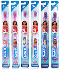 Oral-B Princess Toothbrush Pack of 6 for girls 3+ with varying Disney Princess characters