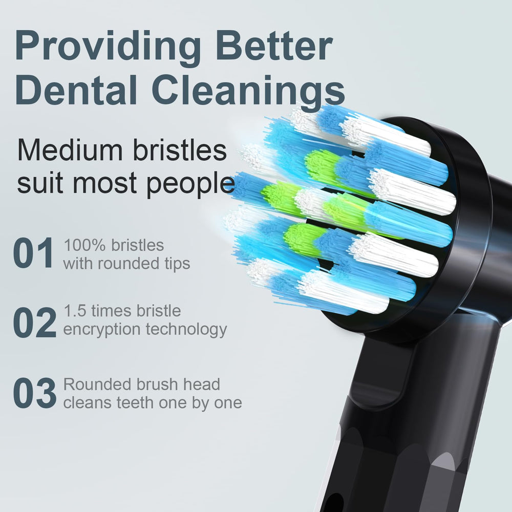 Close-up of rotating power head and mixed bristle lengths