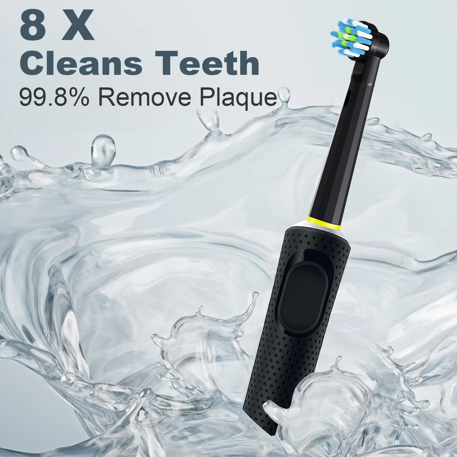 Rounded design toothbrush head for gentle cleaning of teeth and gums