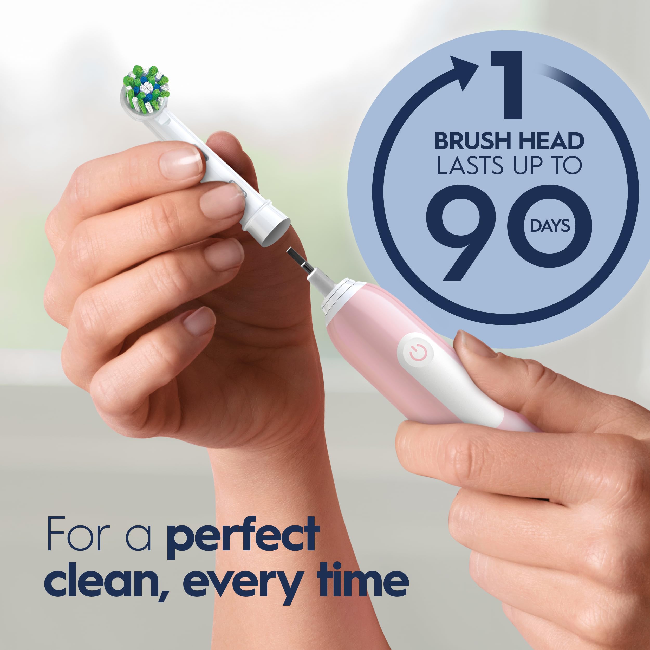 Oral-B Pro 1000 Pink showing cleaning modes on the handle
