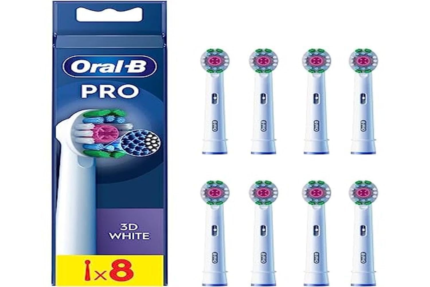 Oral-B Pro 3D White brush head close-up with X-shaped bristles