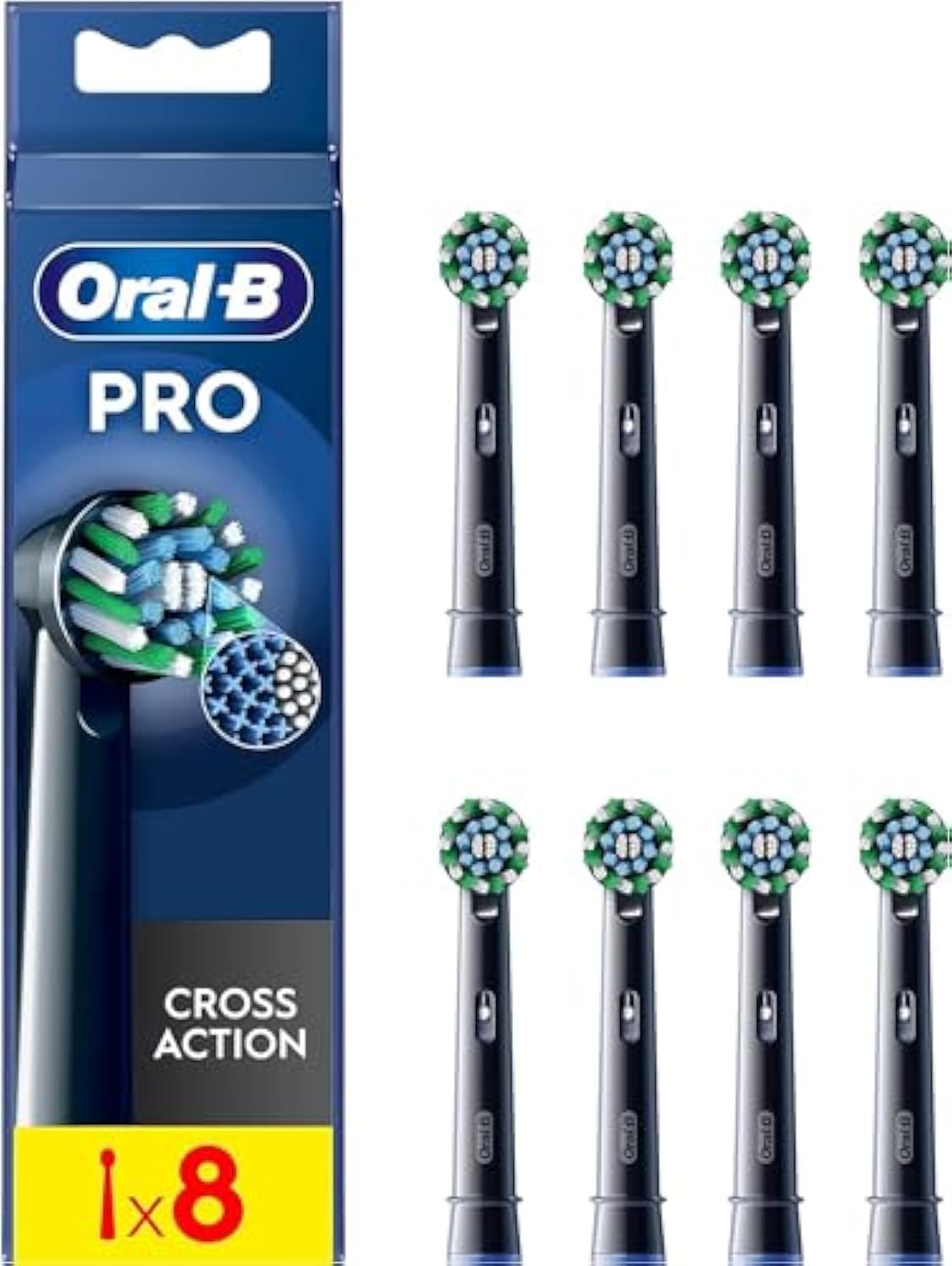 Oral-B Pro Cross Action 8-pack replacement toothbrush heads in black
