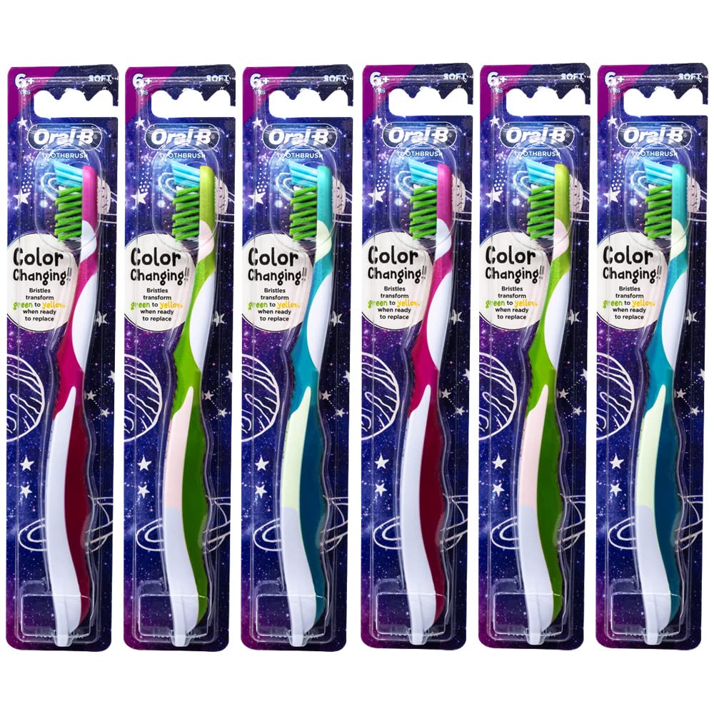 Oral-B Pro-Health Junior Galaxy Toothbrush front view with pink handle