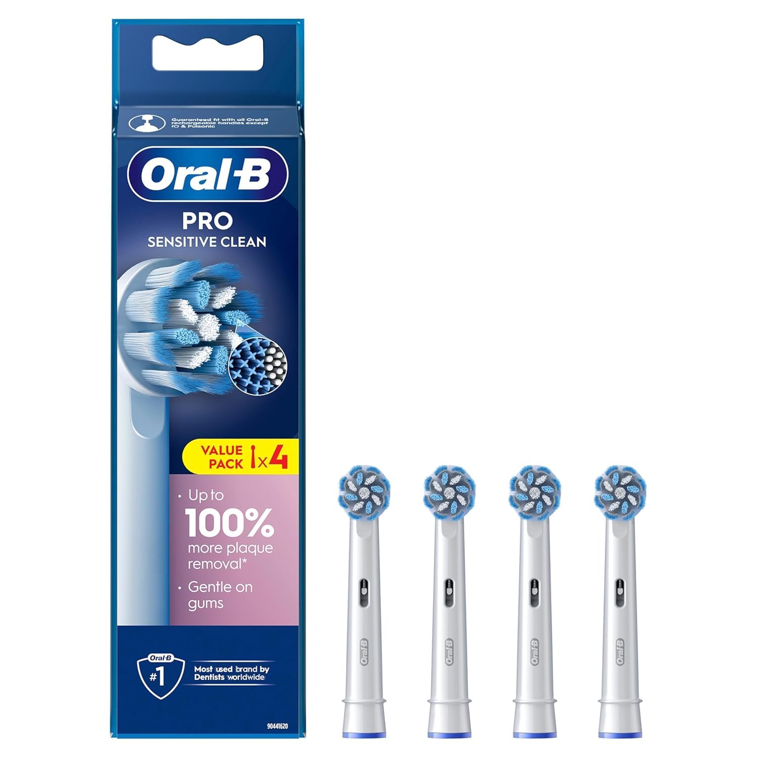 Oral-B Pro Sensitive Clean brush head with X-shaped bristles – pack of 4 (white)