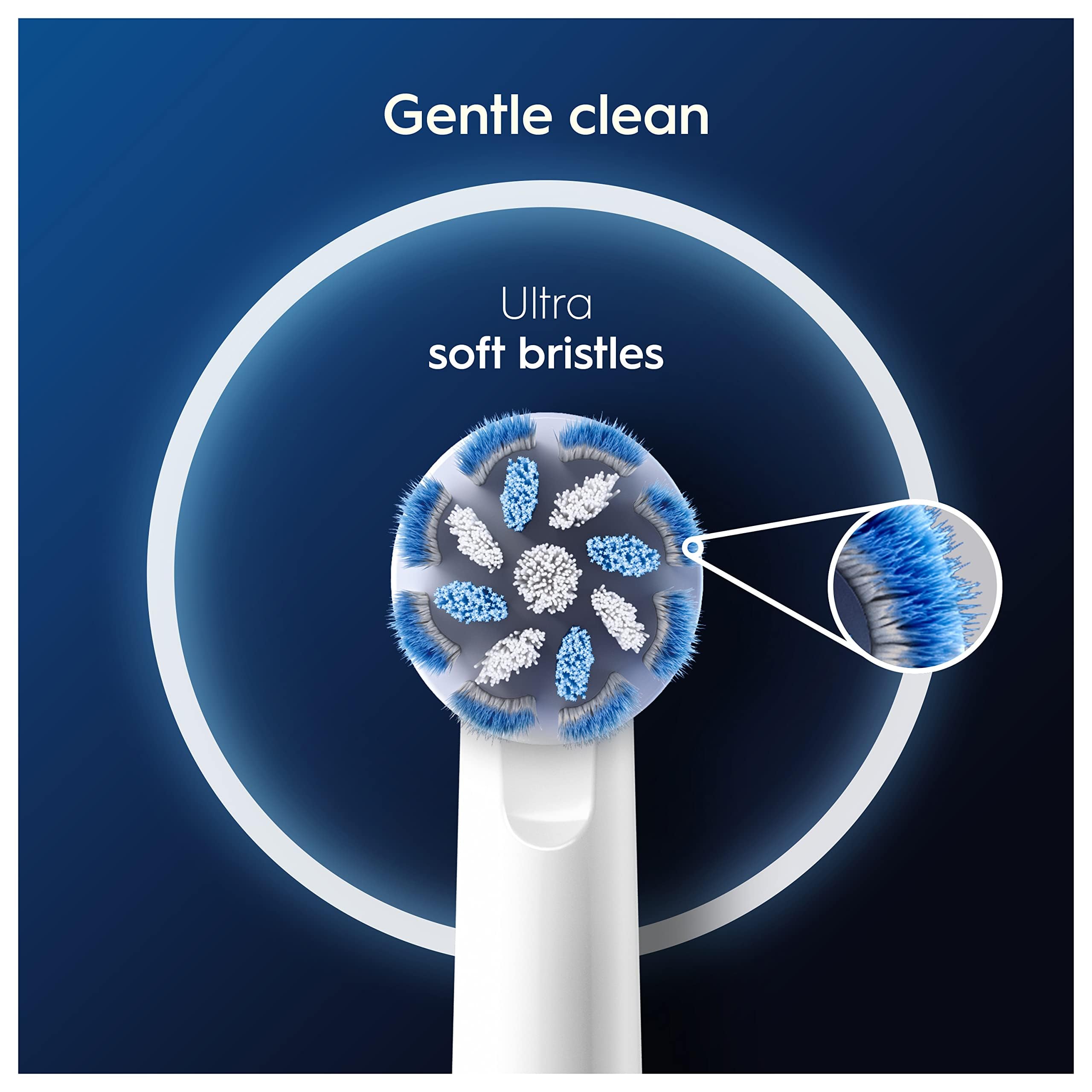 Bristle indicator on Oral-B brush head showing green to yellow