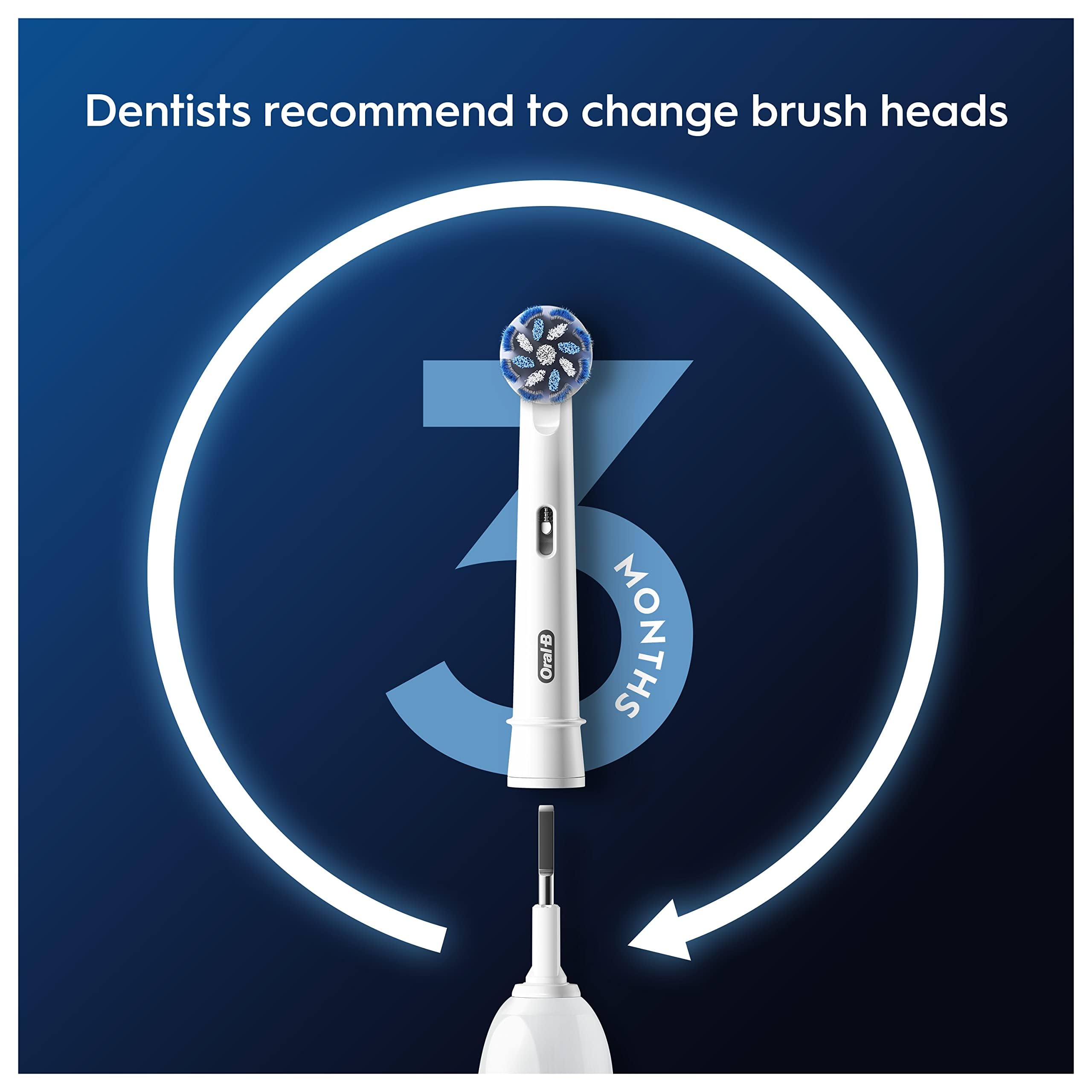 Oral-B Pro Sensitive Clean brush head installed on a rechargeable toothbrush