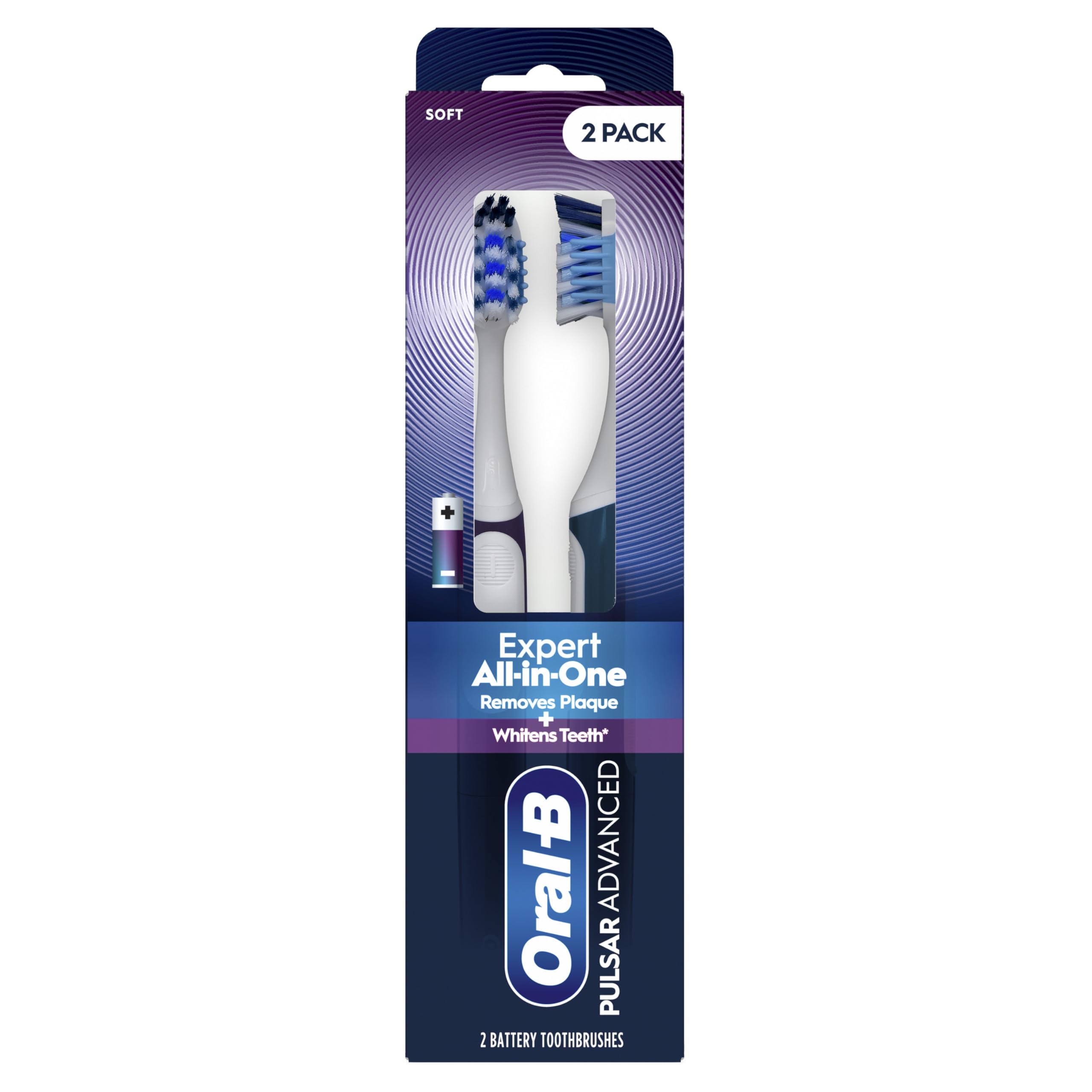 Oral-B Pulsar Advanced All-in-One Soft Toothbrushes, 2-pack with soft bristles