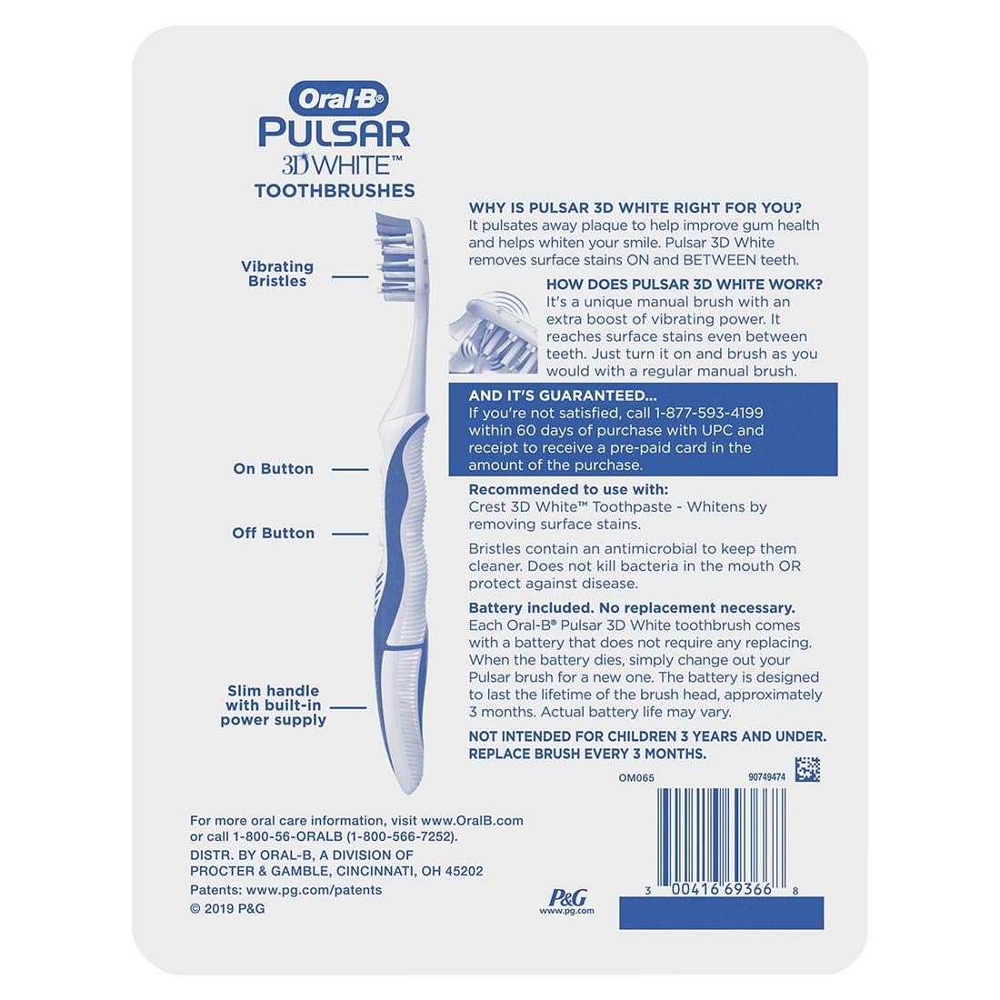 Close-up of Oral-B Pulsar toothbrush bristles vibrating