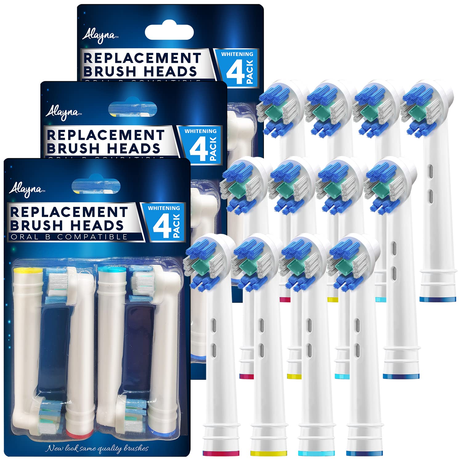 Close-up of 3D whitening bristles on Oral-B replacement heads