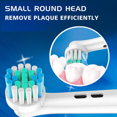 Close-up of a small round head compatible with Oral-B handles.