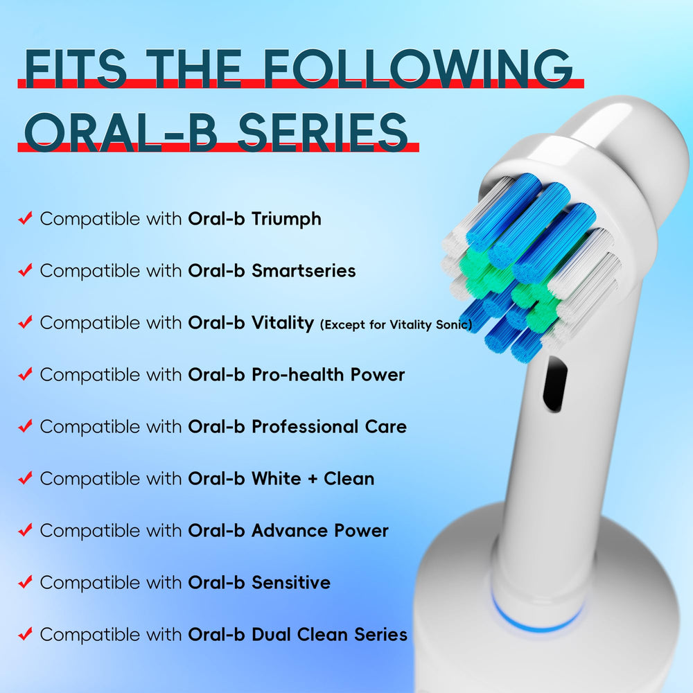 Soft, flexible Dupont bristles on Oral-B replacement head