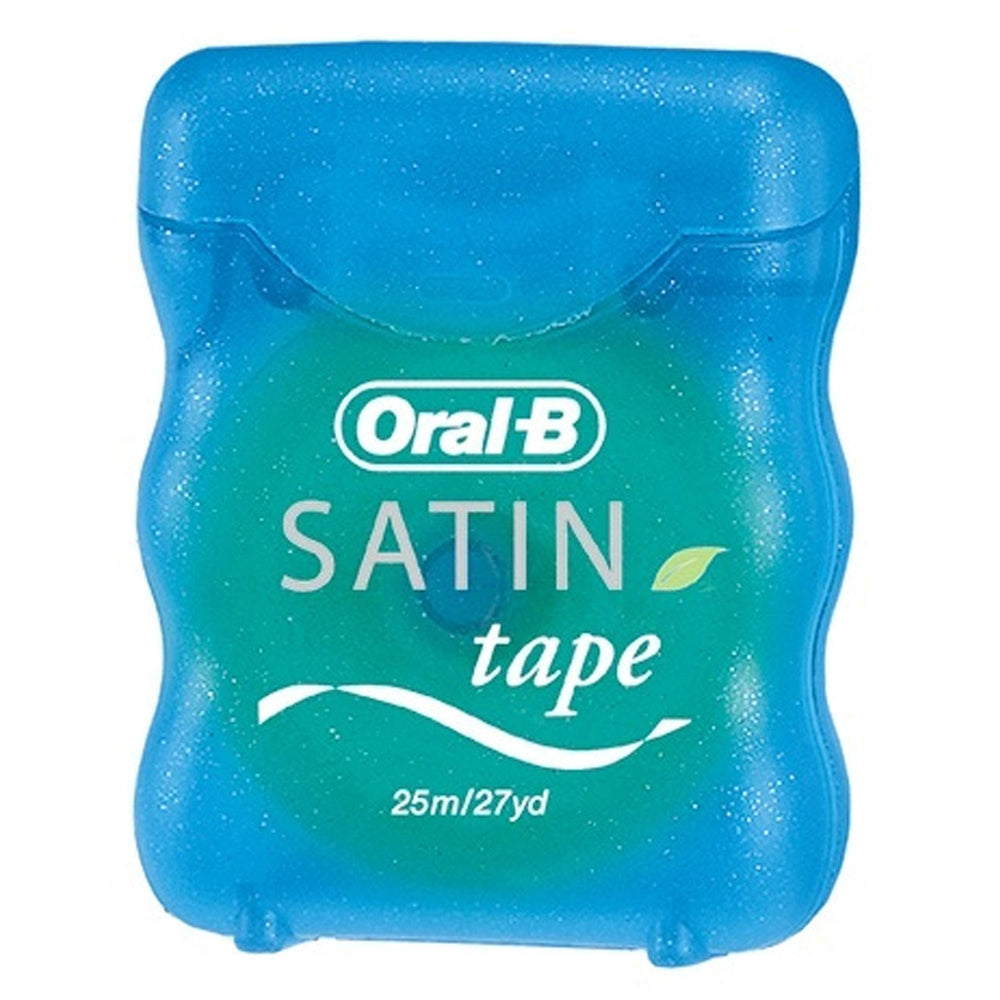 Close-up of satin tape floss strands