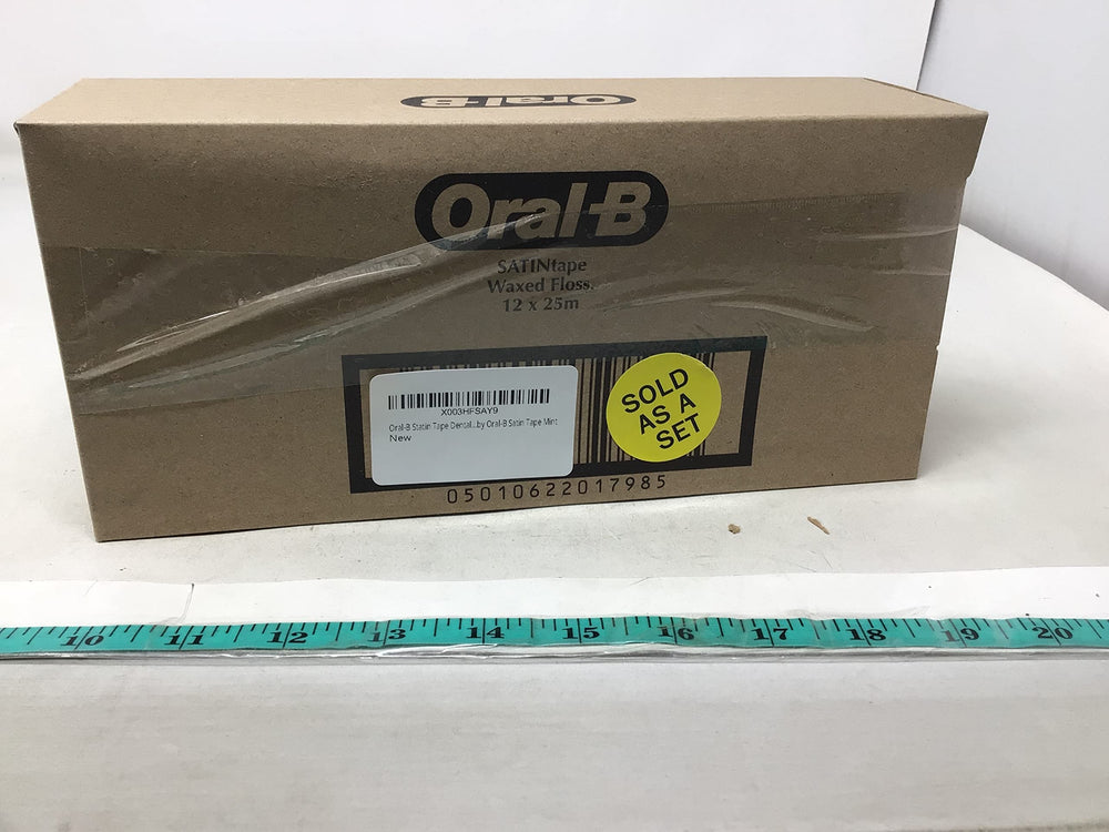 Mint freshness burst label on Oral-B Satin Tape floss