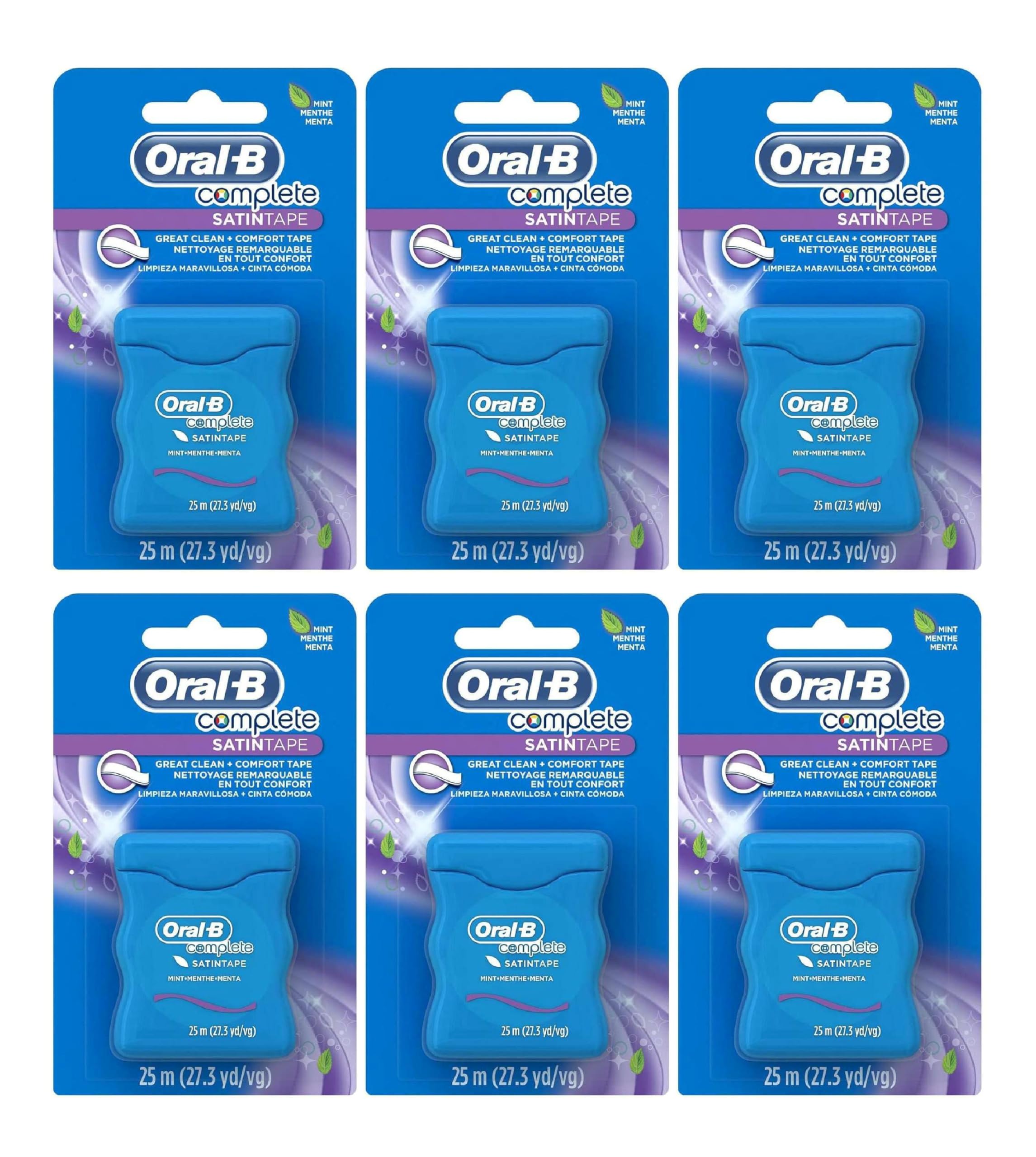Individual roll of Oral B Satin Tape Mint 25M for interdental cleaning