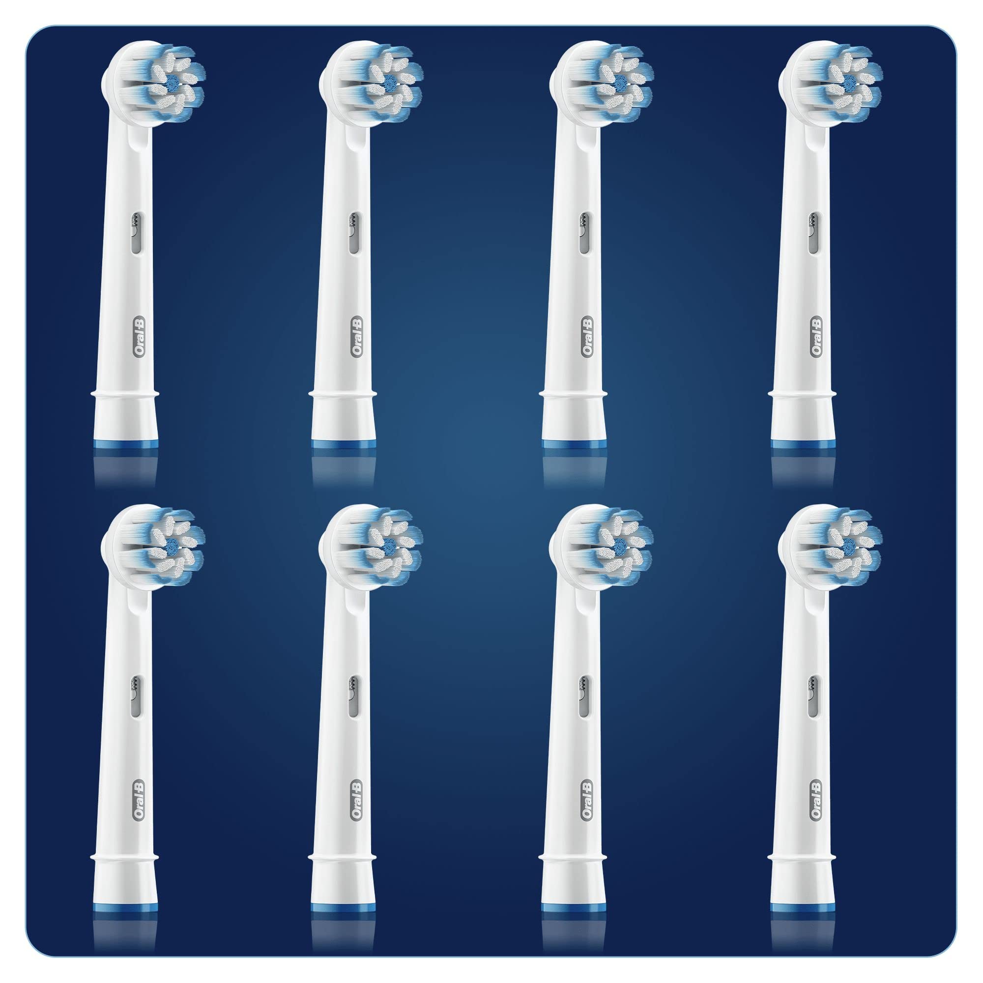 8-pack Oral-B Sensitive Clean brush heads aligned