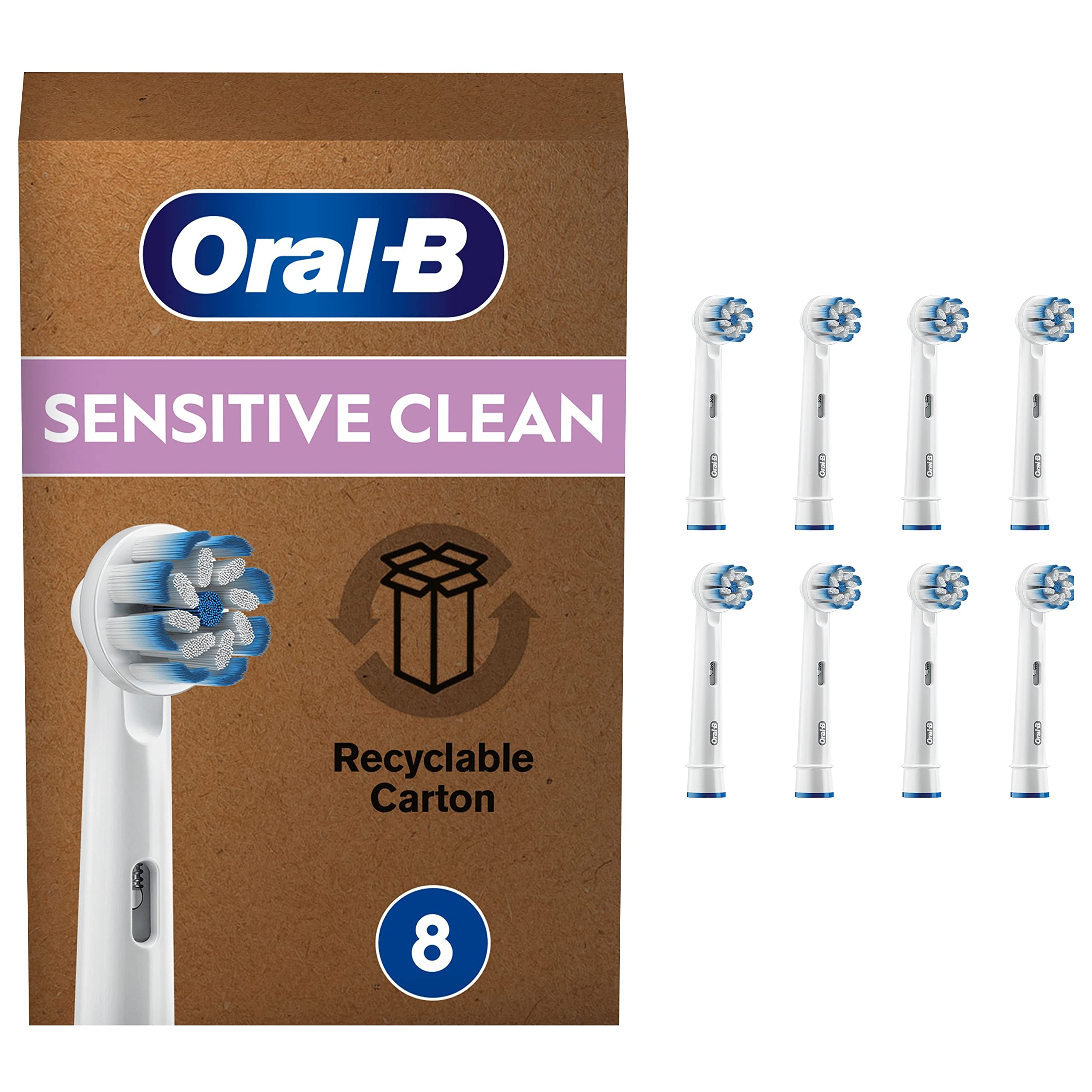 Oral-B Sensitive Clean toothbrush heads 8-pack in mailbox packaging