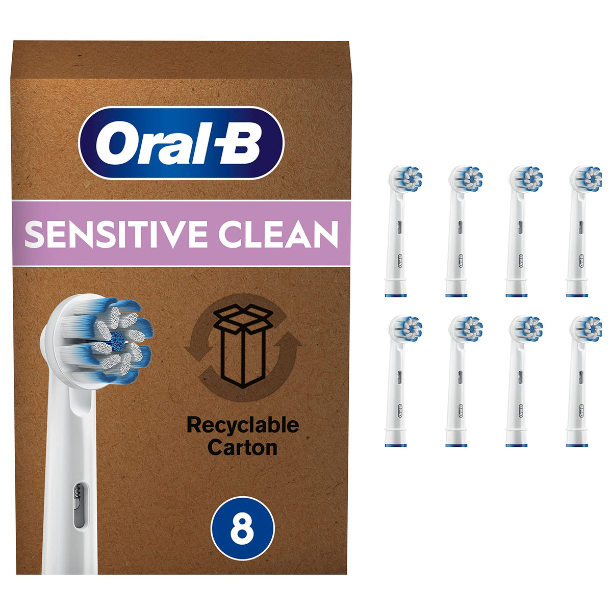 Oral-B Sensitive Clean toothbrush heads 8-pack in mailbox packaging