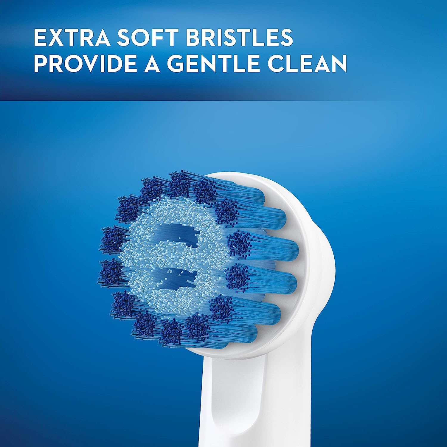 Close-up of extra-soft bristles on Oral-B Sensitive Gum Care brush head