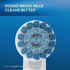 Round brush head designed for tooth-by-tooth cleaning